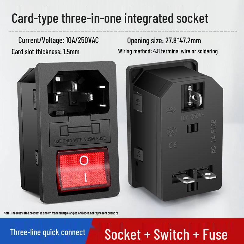 Integrated Power Socket with Male/Female Plugs, Switch, and Charging Port for Industrial Cabinet