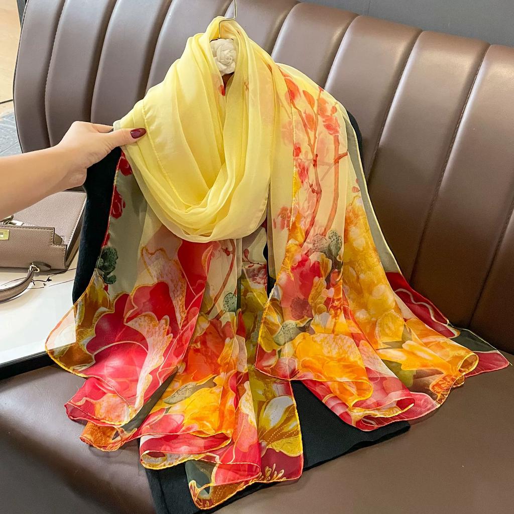 Silk Scarf Fashion Neck Oversize  Foulard Female Headbanda Luxury Hijab Women Warm Pashmina Scarves Echarpe Shawl Large Wrap