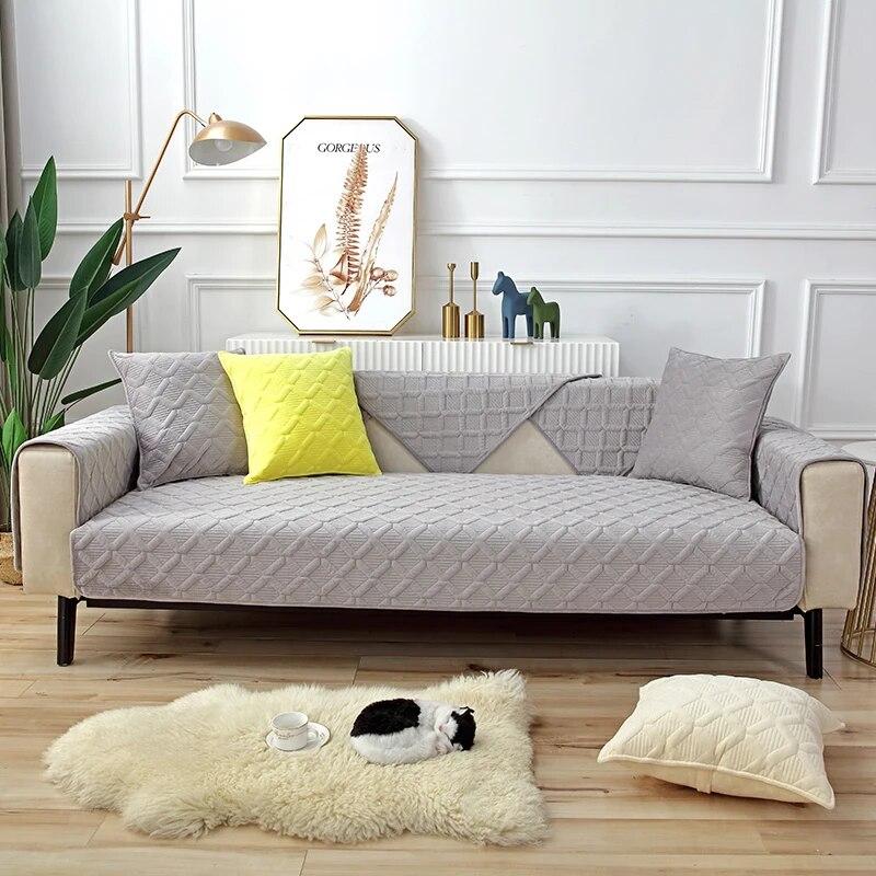 Cuscino per Divano Monocolore Semplice Asciugamano per Bracciolo Divano a L in Peluche Copridivano Nordico Quattro Stagioni Antiscivolo Federa Moderna