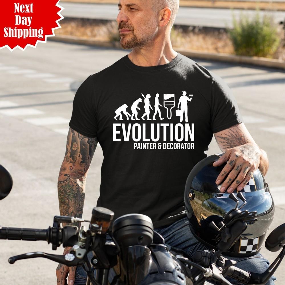 

Evolution Of Painter and Decorator T Shirt Printed Men Funny Gift 100% Cotton Top 4XL