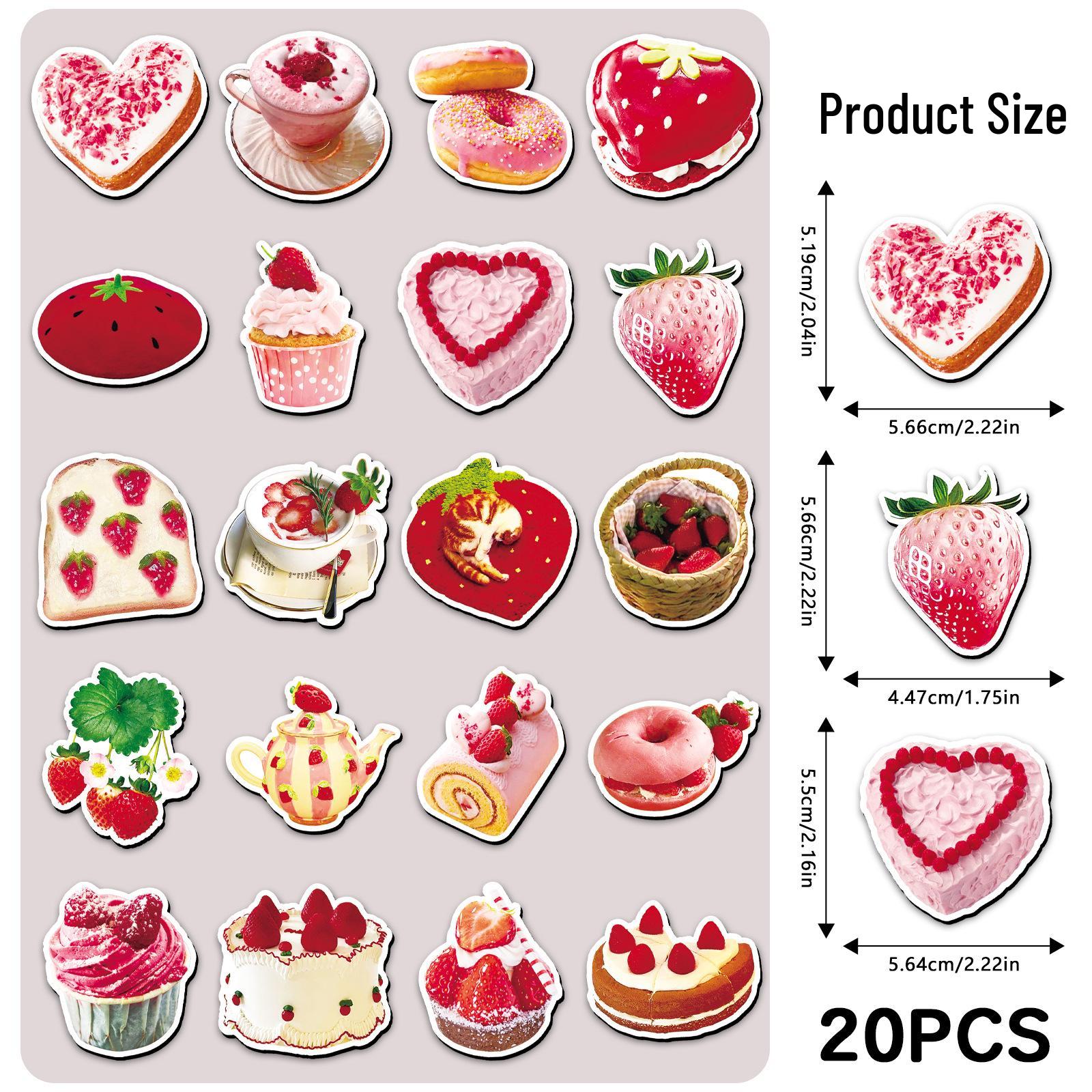 Set of 20 Strawberry Heart Dreamy Style Cute Girly Magnetic Photo Frame Stickers for Home Decor