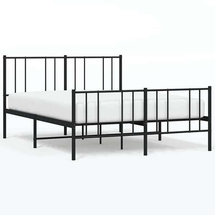 VidaXL Metal Bed Frame with Headboard-Footboard Black 140x200 Cm 352499