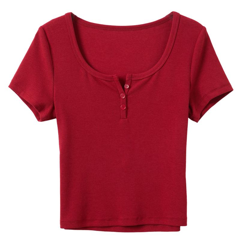 Sancai 2026 Spring Slim Fit U-Neck Short Sleeve T-Shirt S