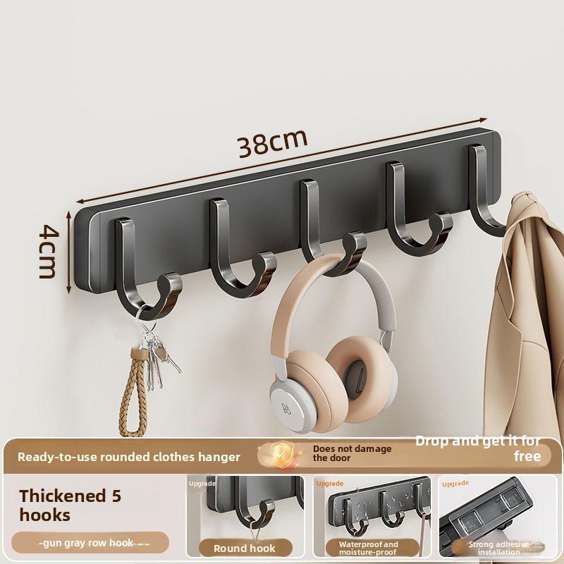 No-Drill Adhesive Wall-Mounted Bathroom Coat Hook with No-Trace Design