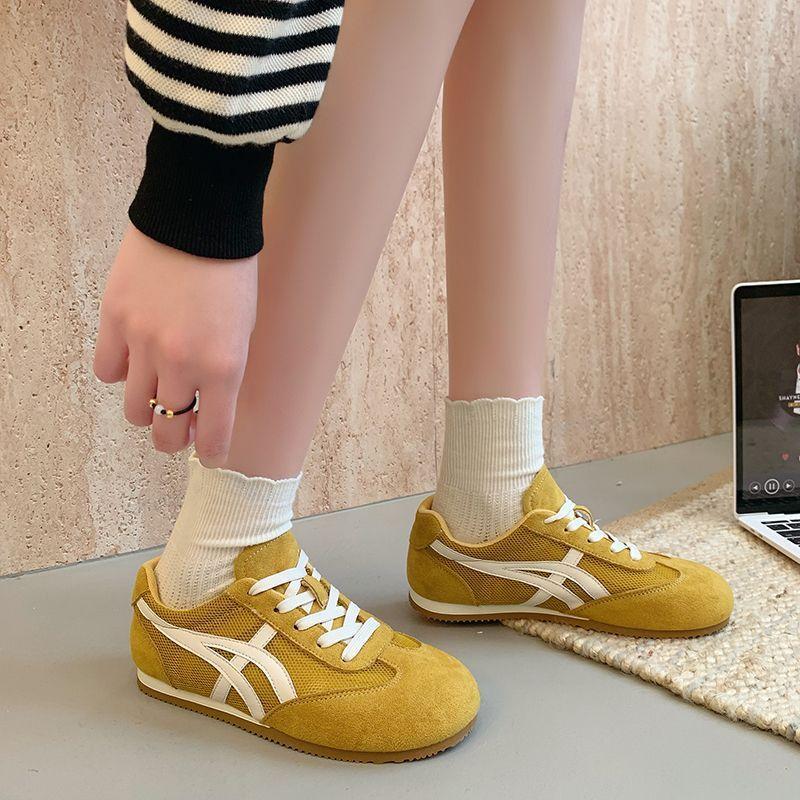 

Breathable mesh German training shoes flat spring and summer new versatile student sports and leisure shoes 40 жёлтый