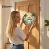 Rustic Entrance Door Sign Natural Wooden Autumn/Summer Pendant with Hanging Rope for Front Door, Creative Farmhouse Welcome Plaque Sign, Round