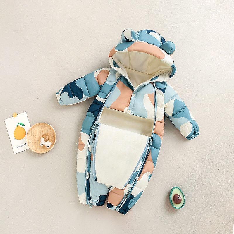Warmer dicker Fleece Baby Strampler mit langen Ärmeln Neugeborenes Baby Winter Krabbelkleidung
