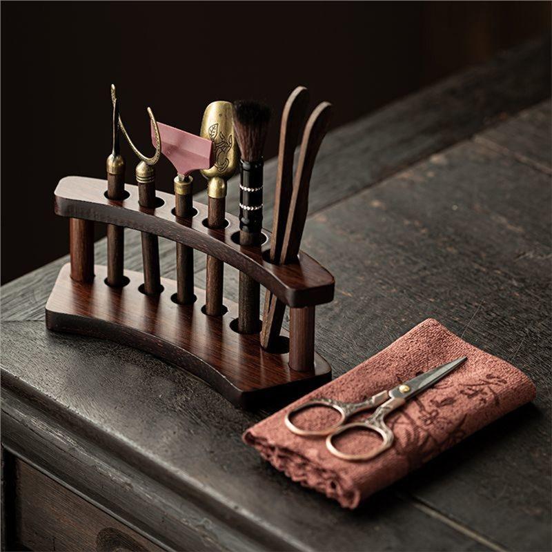 ABBP-Solid Wood Tea Ceremony Six Gentlemen Set Tea Set Accessories Daquan Tea Table Tray Tea Making Tools Tea Scraping Set