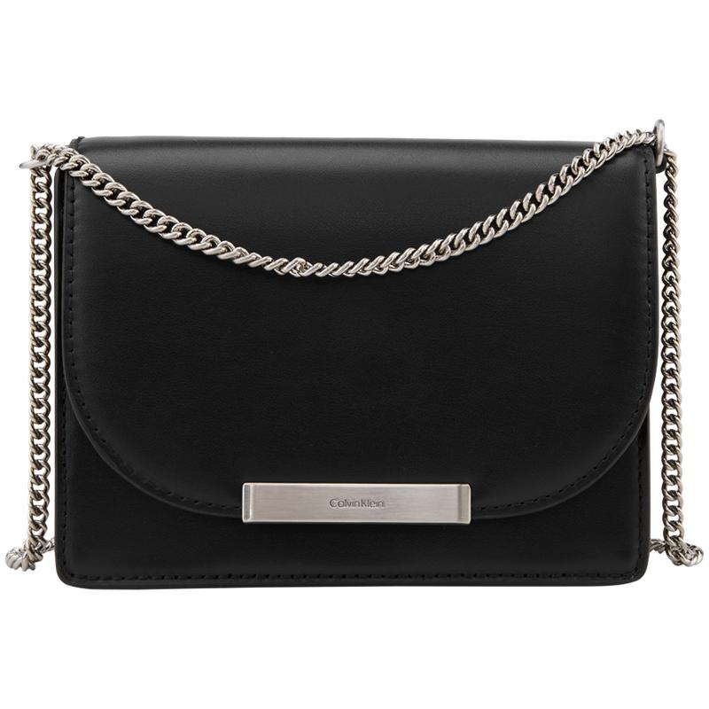 Calvin Klein Commuter Flap Chain Leather Small Square Shoulder Crossbody Bag Women Bags Space-Black 4F1008G-UB1 UB1-Space Black