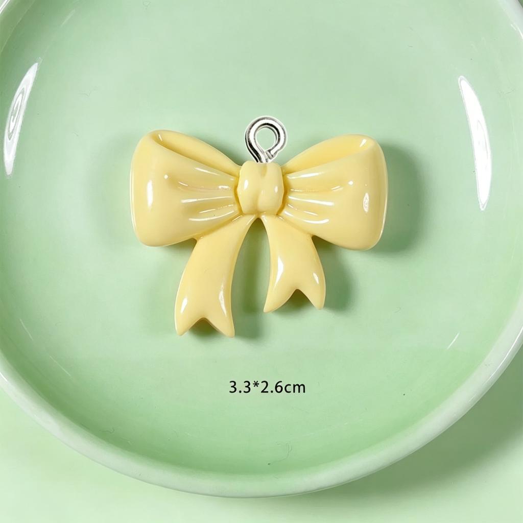 10Pcs Kawaii Bowknot Resin Charms, Candy Color Pendants for DIY Jewelry & Keychains