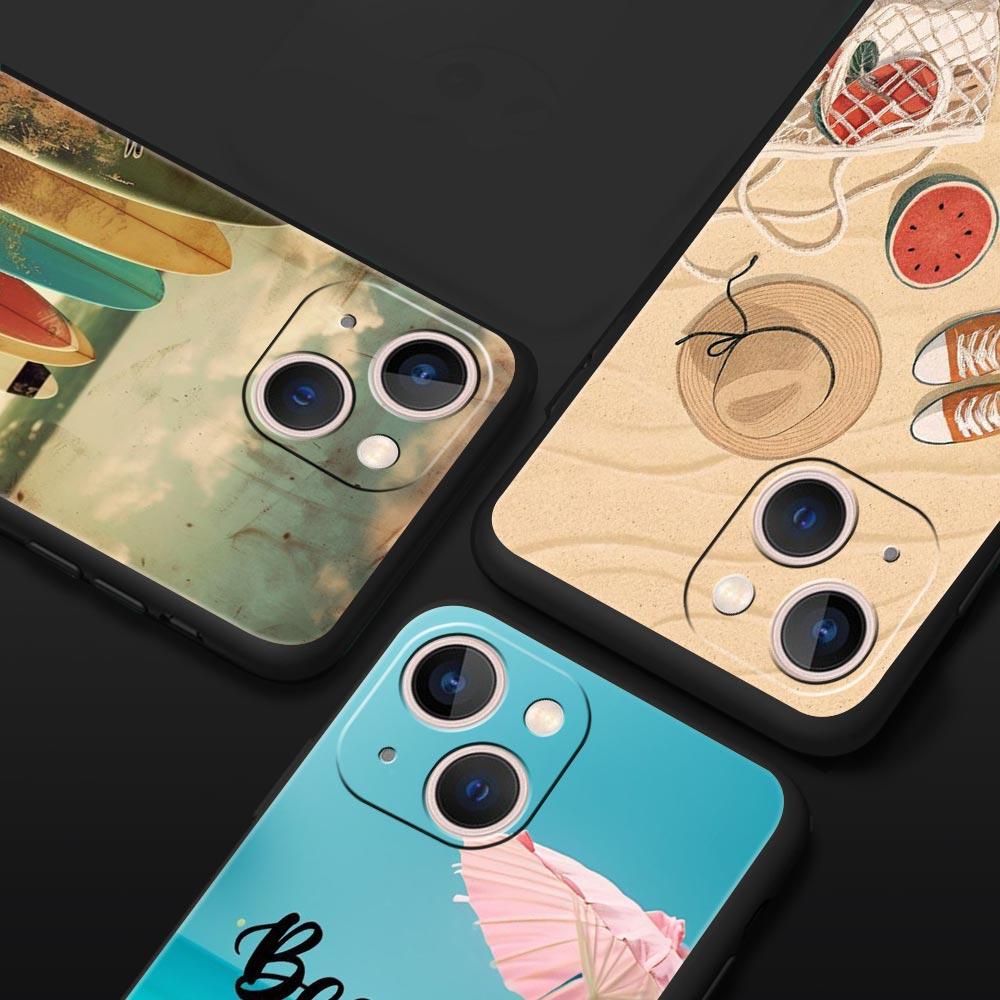 Summer Beach Phone Case Cover for iPhone 17 16 15 14 13 12 11 Pro Max 17 Air Plus Shockproof Soft TPU Shell Fundas Capas Coque