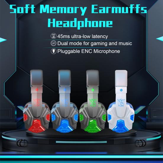 Cool Appearance Stereo Gaming Headset Noise Cancelling Over Ear Headphones with Mic LED Light