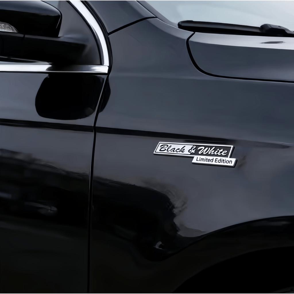 3D Metall Limited Edition Schwarz&Weiß Logo Abzeichen Aufkleber Seitenkotflügel Kofferraum Heck Emblem Aufkleber