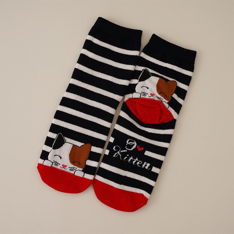 Spring & Autumn Cute 3D Cat Ear Mid-Calf Socks for Women