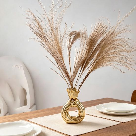 Resin Hollow Ring Vase, Small Knot Shaped Bud Vase for Pampas, Dried Flowers, Nordic Modern Decorative Vase for Tabletop, Entryway, Mantel, Wedding