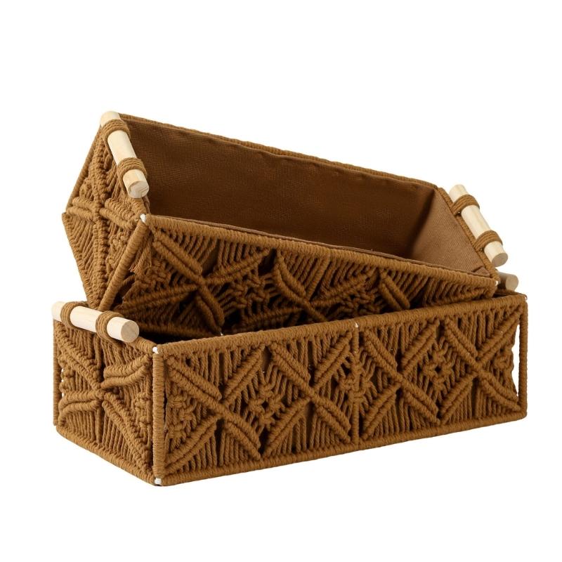 Multipurpose Sturdy Cotton Weave Storage Box Accessory for Tissues and Remote Controls Stylish Home Decoration