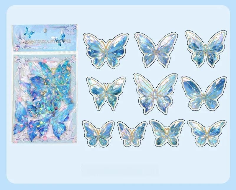Vintage Golden Foil Butterfly Sticker 3D Waterproof Self Adhesive Wall Stickers Cartoon Diamond Butterfly Decals Room Decoration