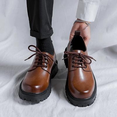 Skórzane buty z bydlęcej skóry Wiosna Jesień Okrągłe Czubki Buty Oxford Męskie dla Dorosłych Outdoor Casual Praca Projektant Luksusowa Marka Buty Bezpieczeństwa