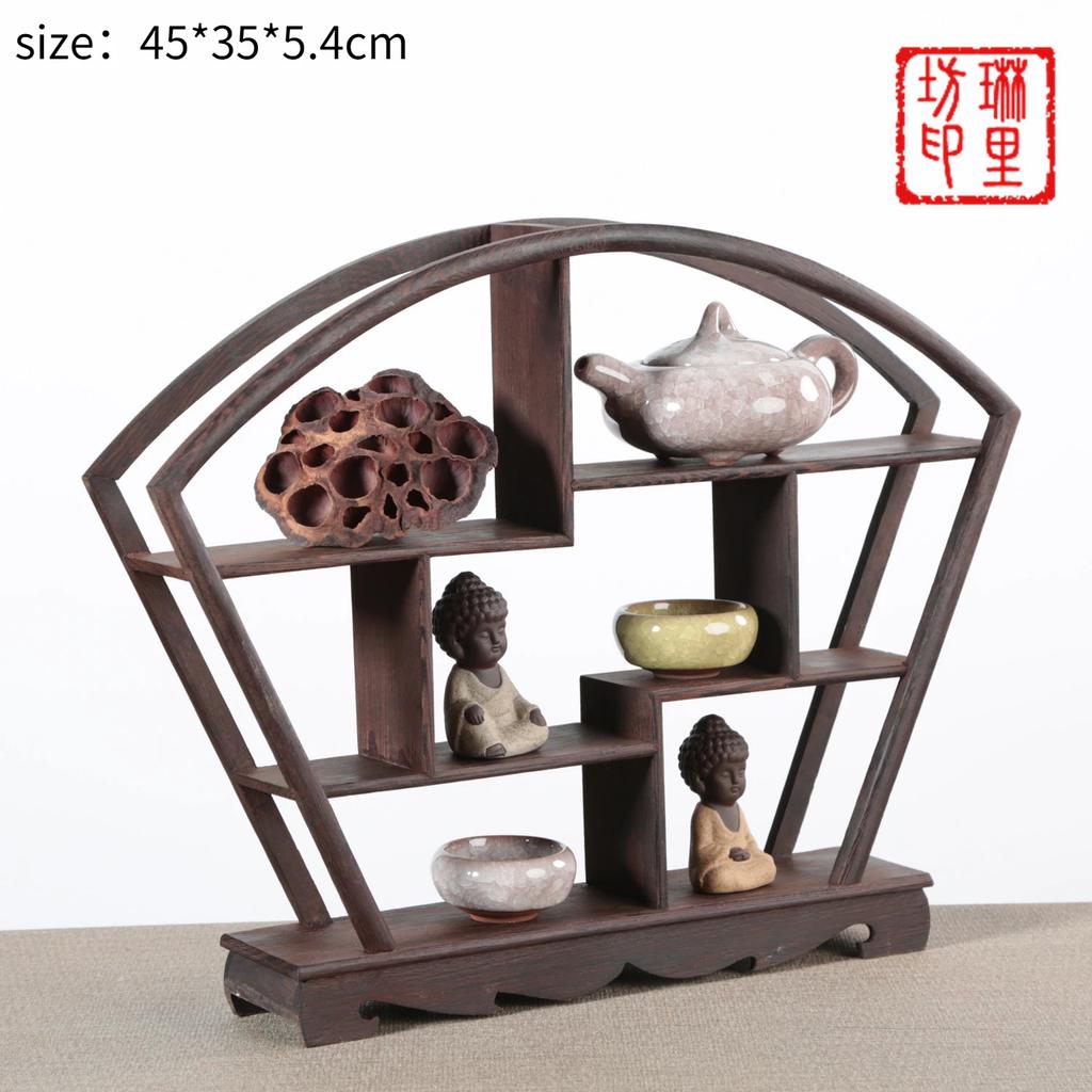 Wooden Carved Display Stand for Kung Fu Teapot & Tea Set - Chinese Craft Home Tea Accessory Decoration