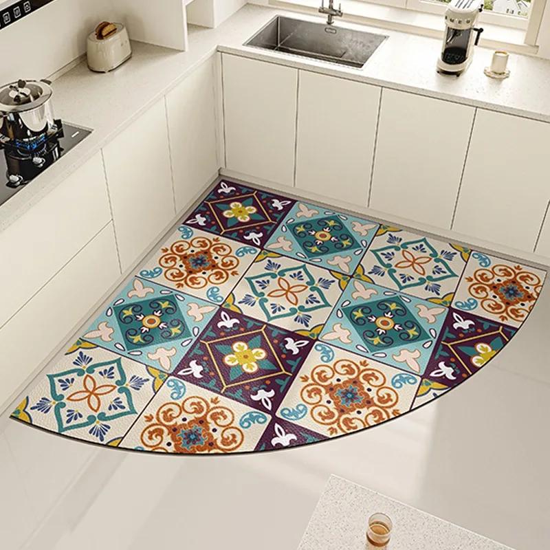 Kitchen Carpet Water-absorbing Quick-drying Floor Mat Anti-slip Foot Mats Fan-shaped Diatom Mud American Home Decoration Rug