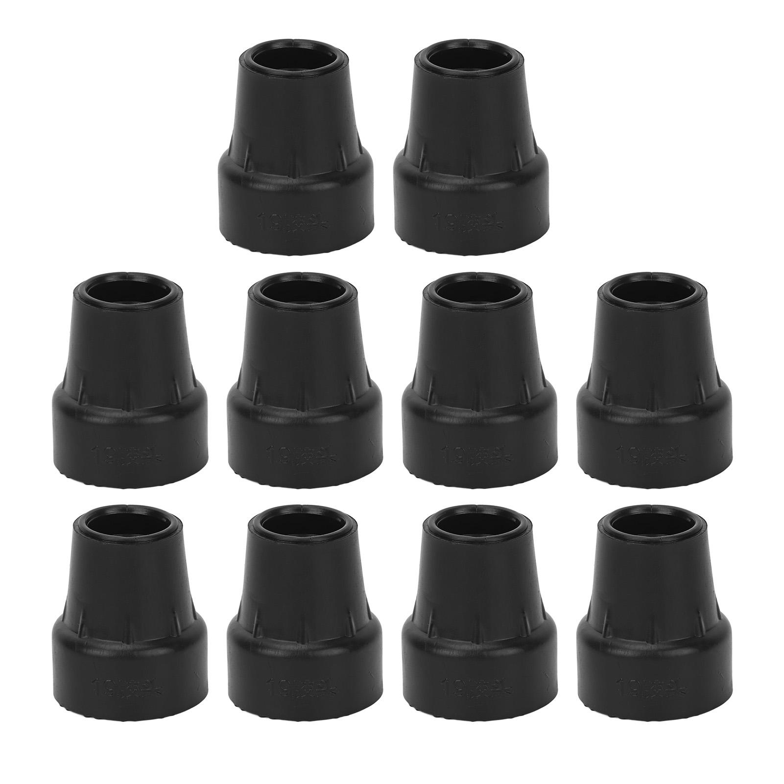 

10pcs Crutch Tip Rubber 19mm Inner Diameter Slip Resistance Universal Heavy Duty Walking Cane Tip Black