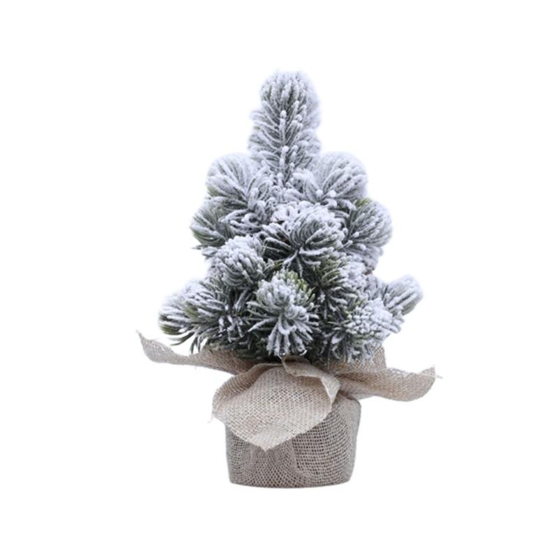 Snow Dusted Christmas Tree Desk Decoration With Wood 20cm Height For Living Room Bedroom Tabletop Decoration