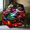 Clown Horror Umbrella Folding Umbrella, Automatic Umbrella 8-Frame for Travel, Camping Use Gift for Halloween Christmas