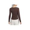 Nike Logo Print Crew Neck Long Sleeve T-Shirt Women Tops Brown FB8718-237