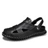 Fashion 2024 New Summer Outdoors Penetration Men Genuine Leather Sandals Wild Hollow Sandals Men Summer Wear-resistant Non-slip Toe Cap