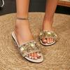 Fashion Women Slippers Versatile Rhinestone Sandals Summer New Luxury Flat Slippers 2024 Summer Home Casual Fashion Shoes Slides Women