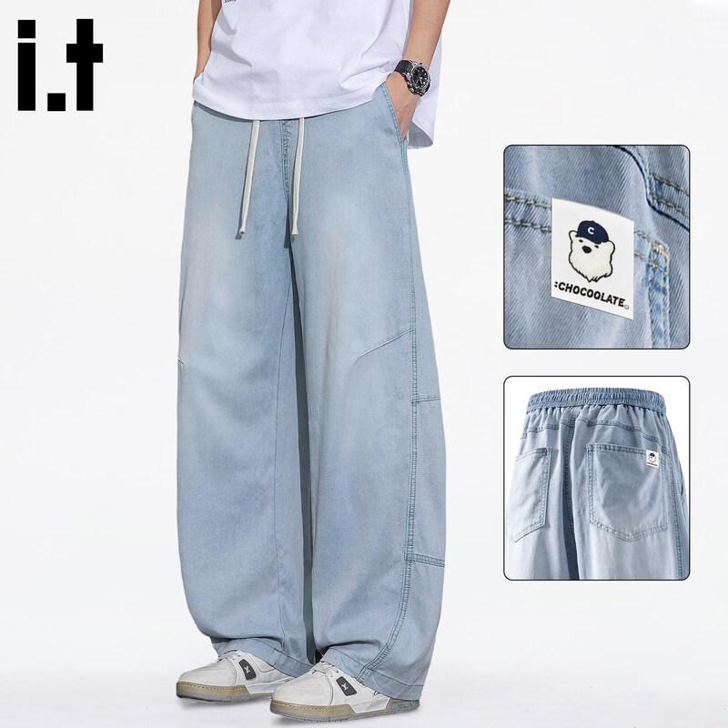 :CHOCOOLATE IT Herren Tencel Kühlende Oberfläche Gewaschene Gebogene Jeans