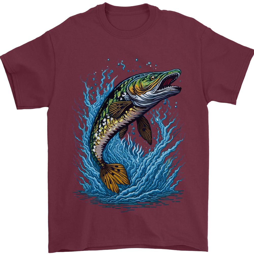 Jumping Pike Fish Fishing FisherUnisex Unisexs TShirt 100 Cotton S