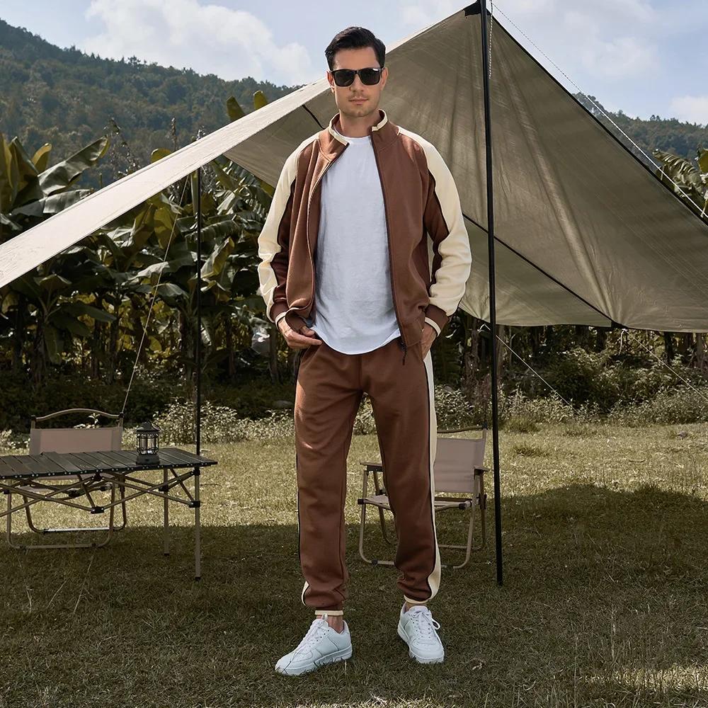 Korean Oversized Sport Suit Men Sets Long Sleeved Sweatpants Gym Clothing Two-piece Running Set Sport Tracksuit