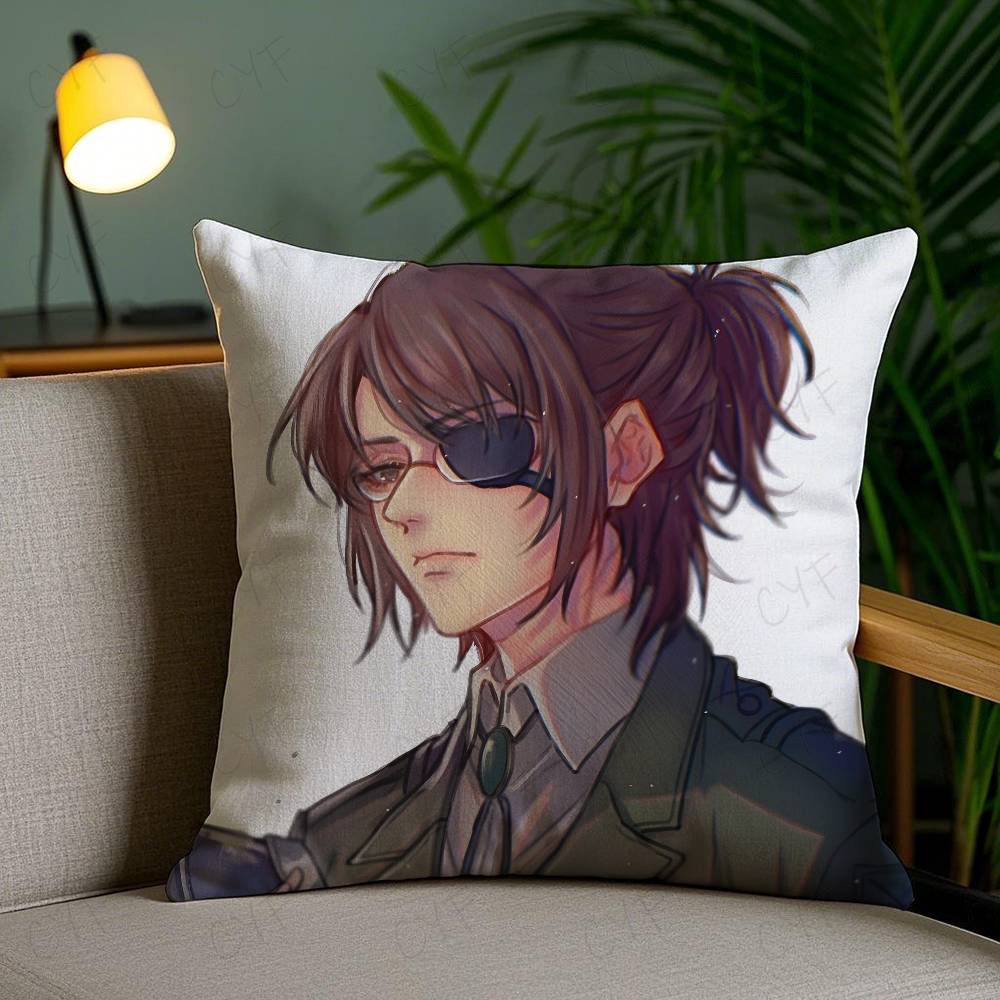 

A-Attack on Titan H-Hange Zoe Anime Gir Pillow Case Anti-dustmite Pillowcase Invisible zipper silky short plush Sofa cushion cov 16x16Inch