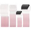 24Pcs Silver Cutlery Set Stainless Steel Dinnerware Set Knife Fork Spoon Dinner Set Kitchen Tableware Service for 6 Flatware Set