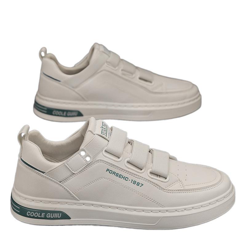 No shoelaces, new autumn little white board shoes, sports and leisure leather shoes, trendy shoes