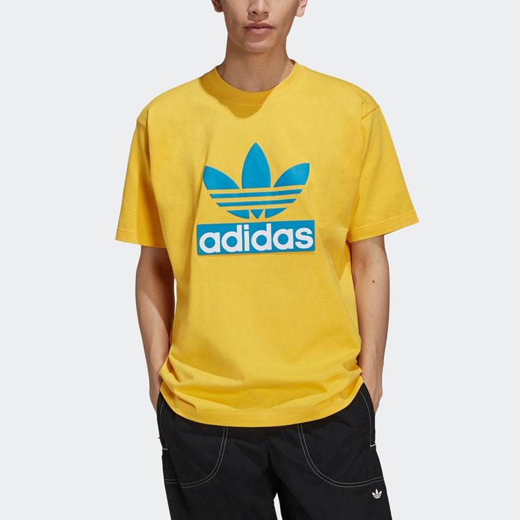 Adidas Originals Big Trefoil Tee Casual Sport Crew Neck Short Sleeve T-Shirt Men Tops Yellow H09345