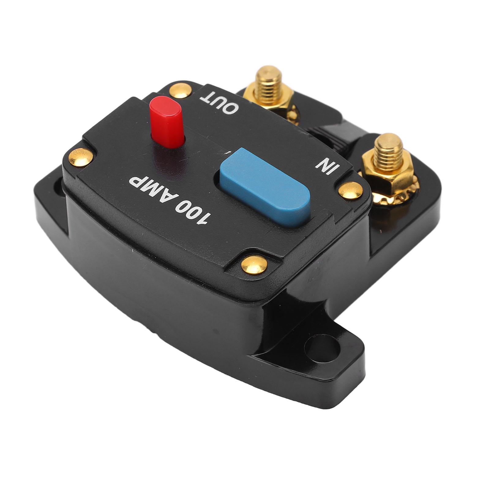 Car Audio Circuit Breaker Manual Reset Fuse Inline Inverter Holder for Car Audio Stereo System Boat Trucks Buses 100A Alloy+ABS