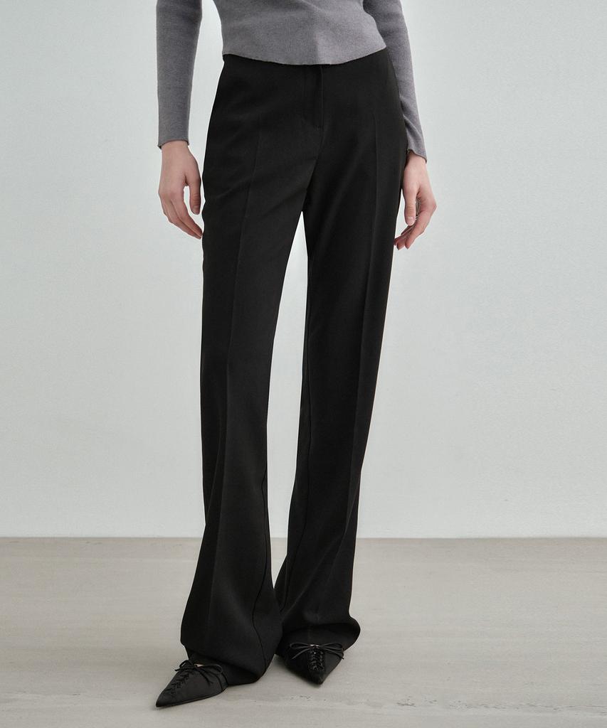 MONGDOL Semi-Bootcut Slacks Black Mdpt021Black