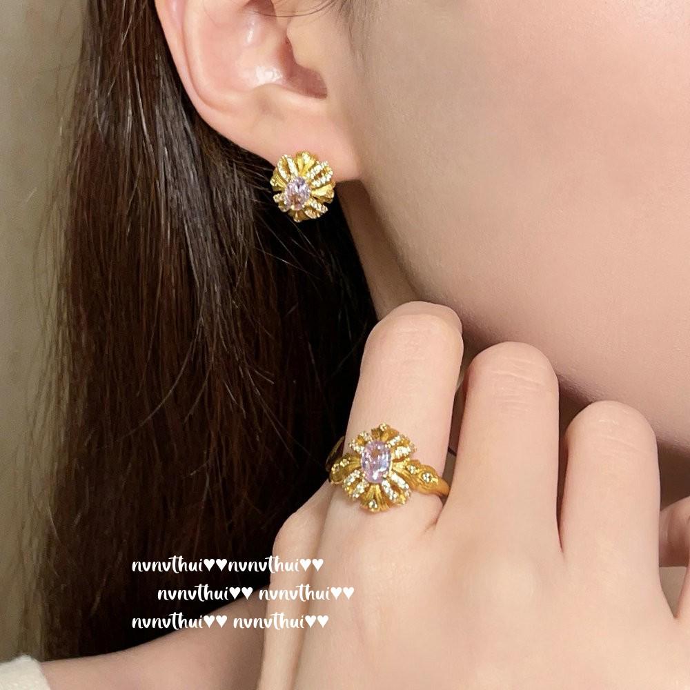 Rakousko Bauhinia Drahokamové Náušnice & Filigránový Zirkonový Náhrdelník Set