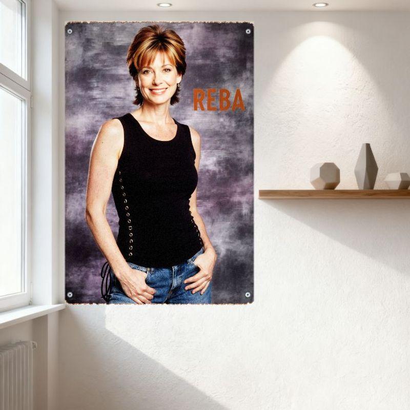Reba Short Light Brown Hair Woman Portrait Metal Tin Sign Promotional Professional Photo Vintage Wall Decor for Bar Club Cafe Ho