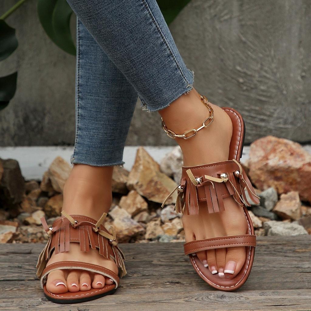 Retro Style Slippers, Women's Shoes, Flat Shoes, Sandals