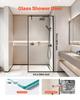 Fixed Glass Shower Panel, 864 x 1870 mm Full-Framed Fixed Shower Screen, 8 mm Thick Clear Tempered Glass Door with Bottom Seal Strip and Hardware,