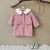 2025 New: Toddler French Chic Pink Wool Coat with White Fur Collar