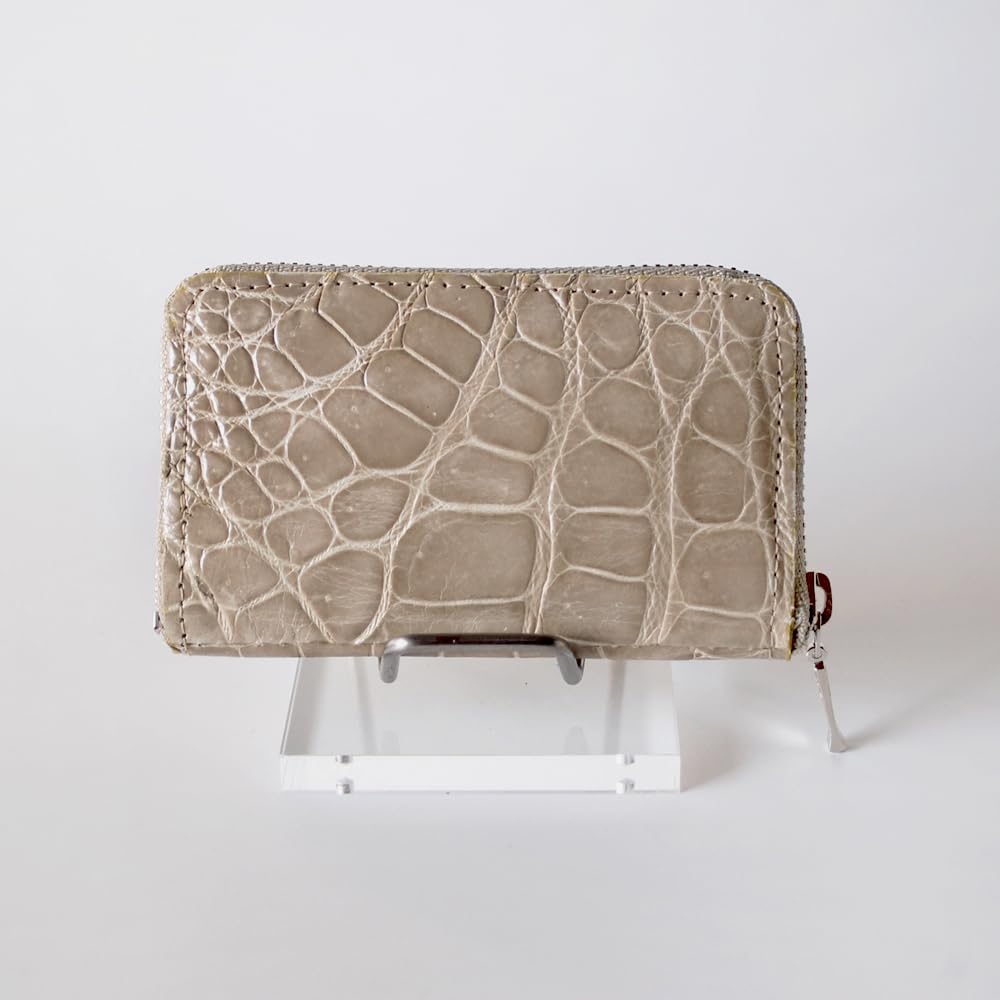 Krokodil Mini Münzfach Echtleder Geldbörse Münzbörse Leder [Laquju] Herren Damen (Sattes Grau)