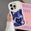 Soft Phone Cover Case for iPhone 15 Plus 13 11 14 XR 16 Pro Max 17 Air 8 12 Black Cat Starry Night