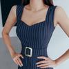 ISLAYCAOLILA E18 Scarlet Cabaret Mini Club Party Tight Midi Bodycon Dress Women's (XL, Navy) Dress, Dress, Dress, Dress, Dress, Striped, Sleeveless,