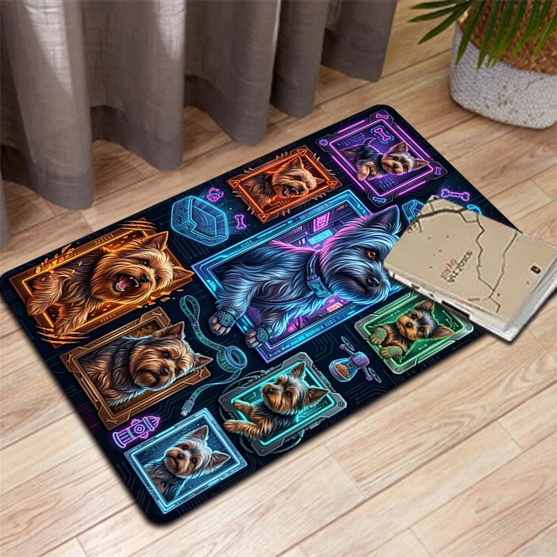 Cybernetic Canine Collage Pattern Rug Floor Mat for Living Room or Bedroom Soft and Comfortable Carpet a Gift for Birthday and Holiday.