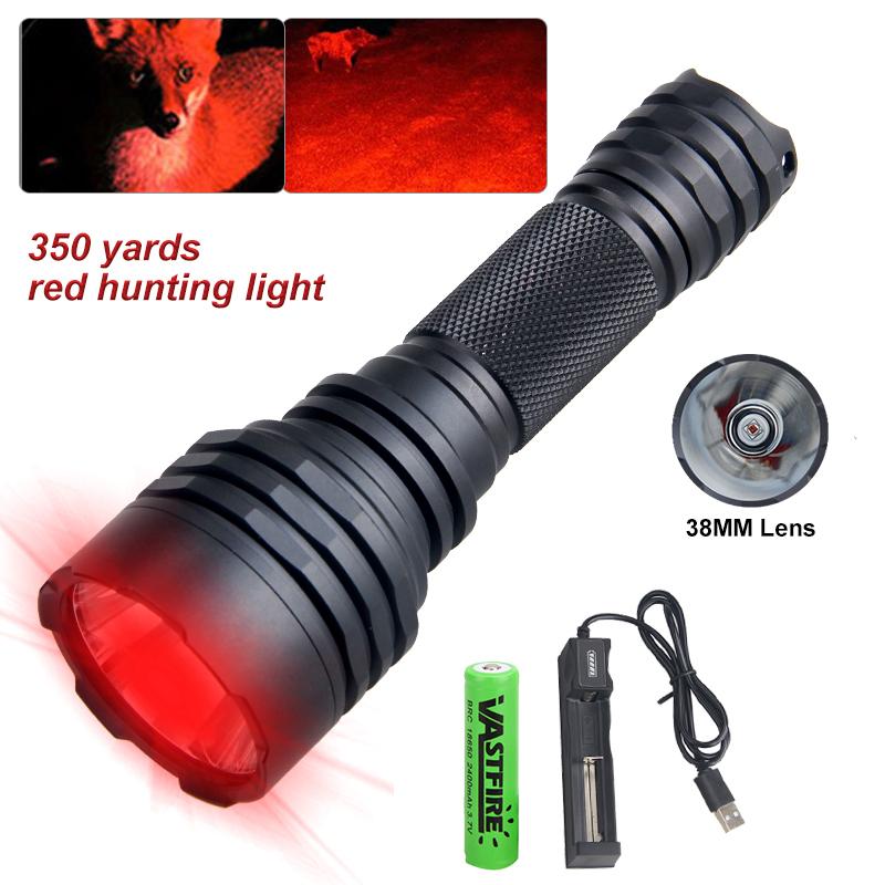 Powerful 500Yards C8s Professional Green Red Hunting Flashlight 1-Mode Torch USB Rechargeable Lantern+Switch+Mount+18650+Charger