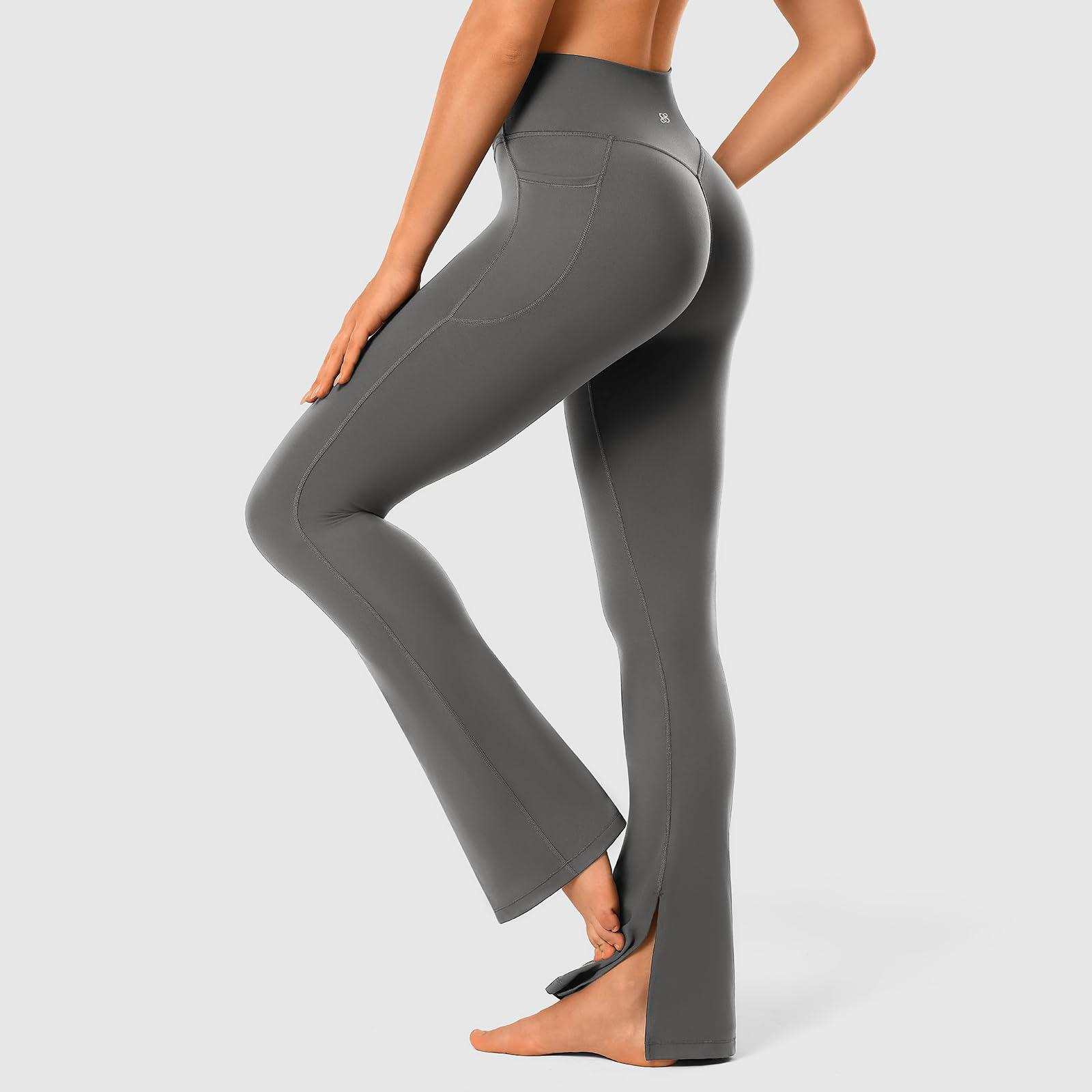 

Women Elastic High Waist Pant Casual Fit Wide Leg Long Pants Trousers With Pockets S